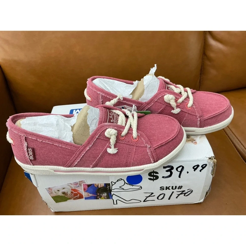 Skechers Bobs B Cute 2.0 Seaside Stride Womens 6.5 Red New Canvas Slip On 114193